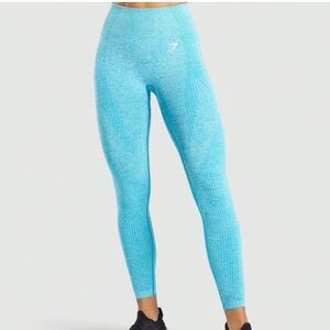 Gymshark vital seamless Hydro Teal Marl blue running leggings workout - S